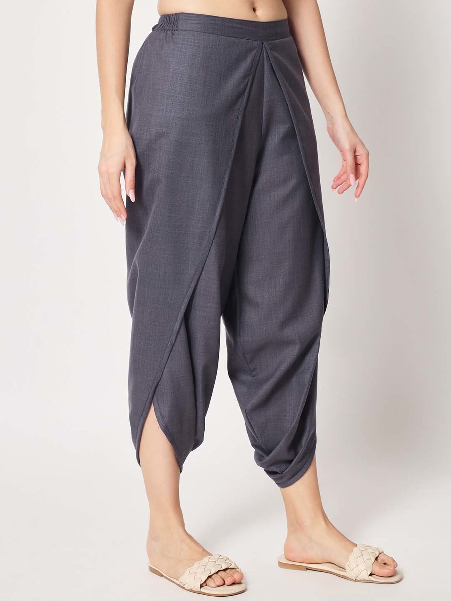 9rasa Grey Cotton Dhoti Pants