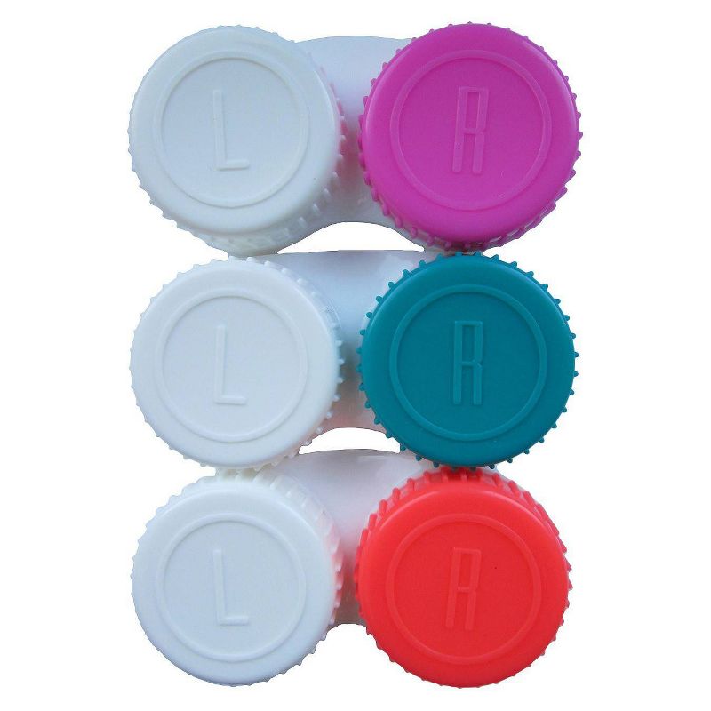 Beyond Optics Contact Lens Case - Pink/Peach/Teal - 3ct