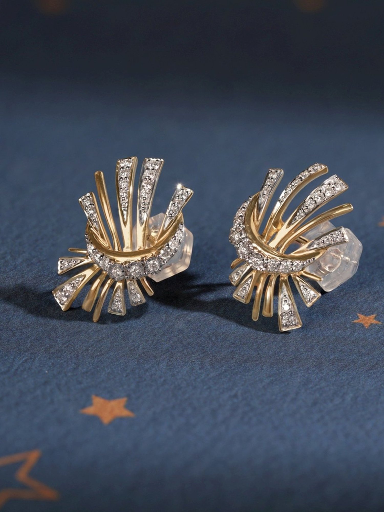 Mia by Tanishq Moonlit Whispers 14k Gold & Diamond Stud Earrings