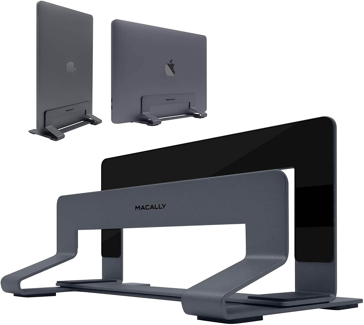 Macally Wireless Mini Keyboard an a Space Grey Vertical Laptop Stand, Scratch Resistant While Aesthetically Pleasing