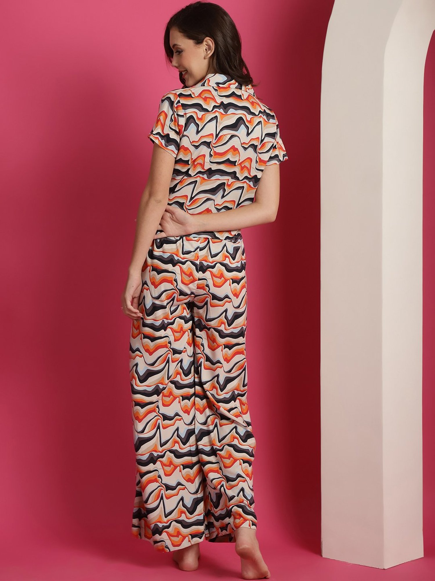 Boston Club Multicolor Printed Top With Lounge Pants
