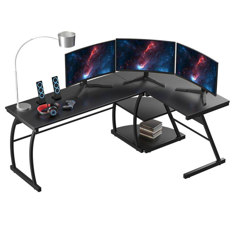 73" L-Shape Gaming Computer Desk Office Corner Laptop PC Table Workstation Study  with Shelves