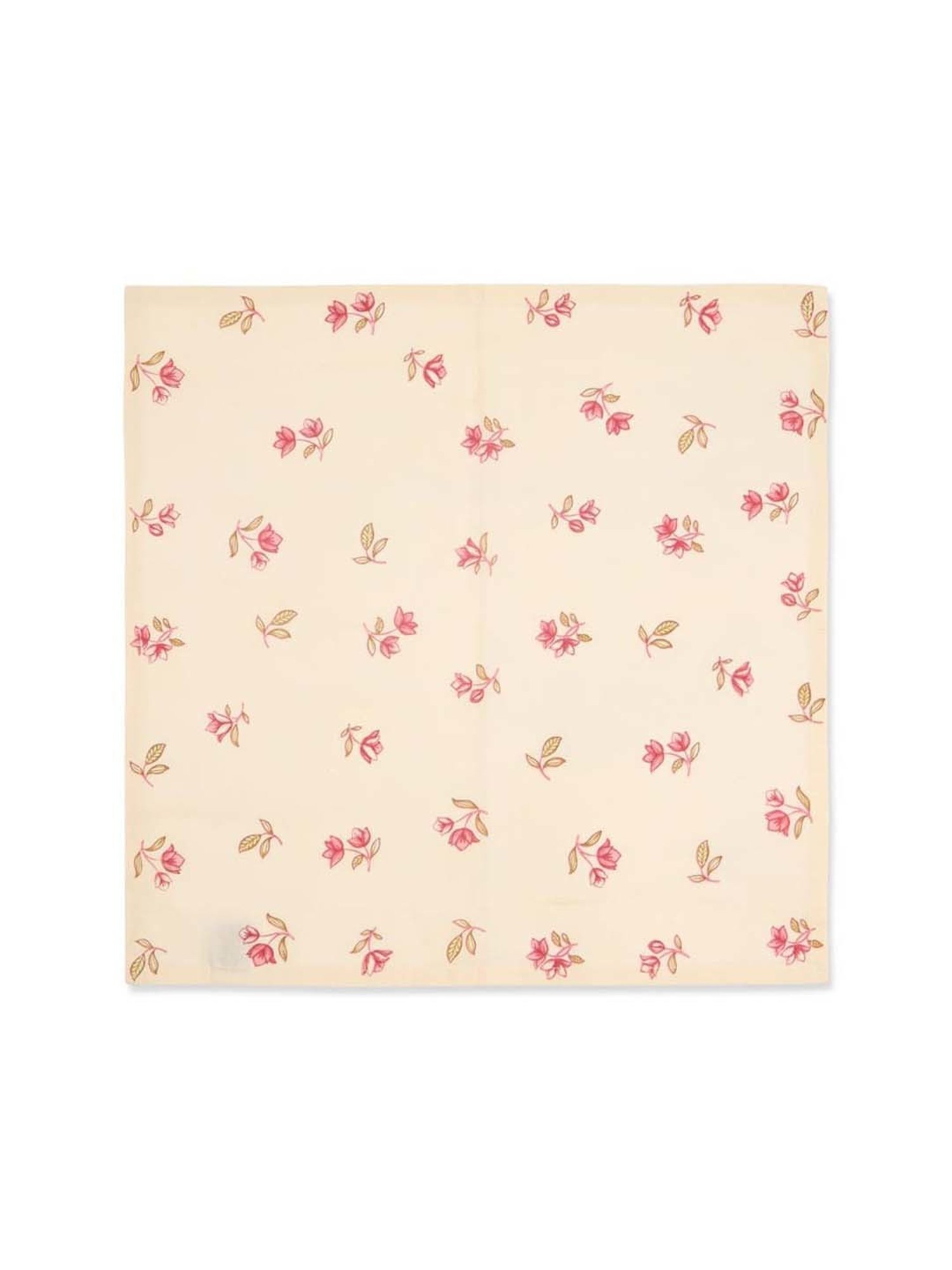 Fabindia Home Pink Cotton 140 TC Bougainvillea Printed Napkin - Set of 6