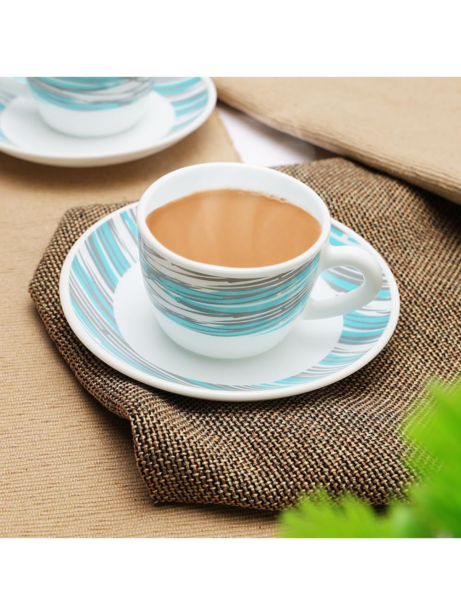 Larah by Borosil White Ceramic Opalware Cup and Saucer Set of 12 140ml