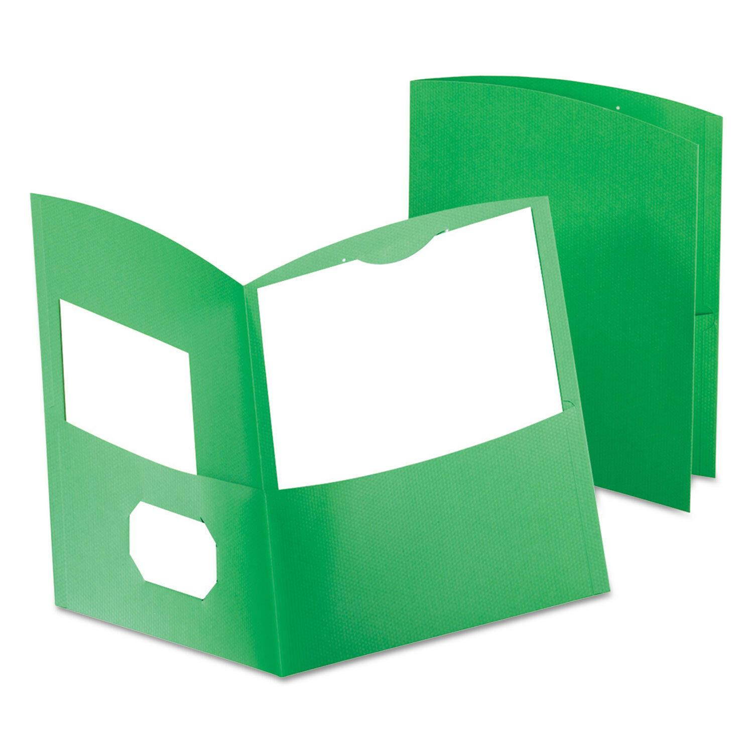 Oxford Contour Two-Pocket Recycled Paper Folder 100-Sheet Capacity Green 5062560