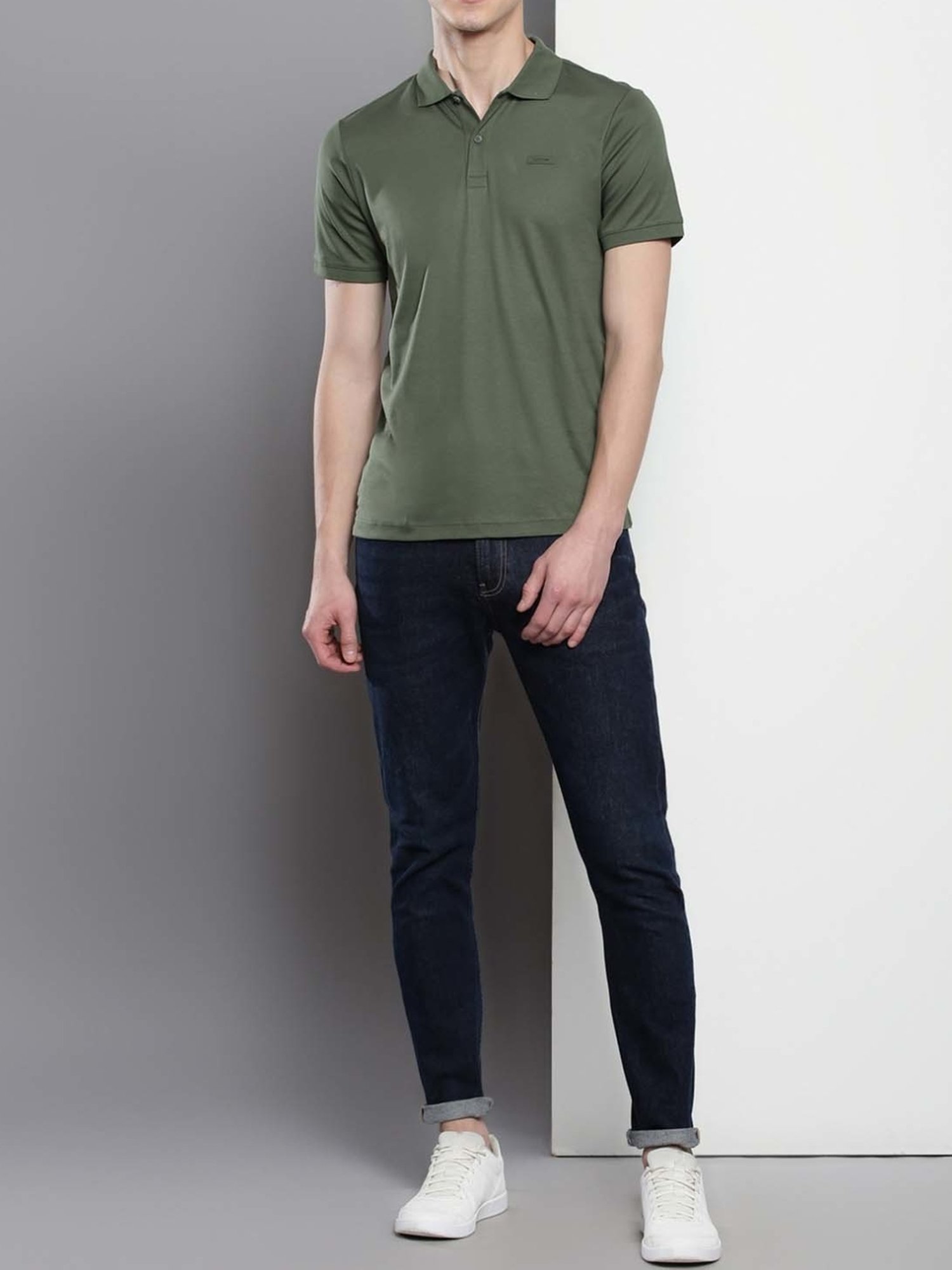 Calvin Klein Thyme Cotton Slim Fit Polo T-Shirt