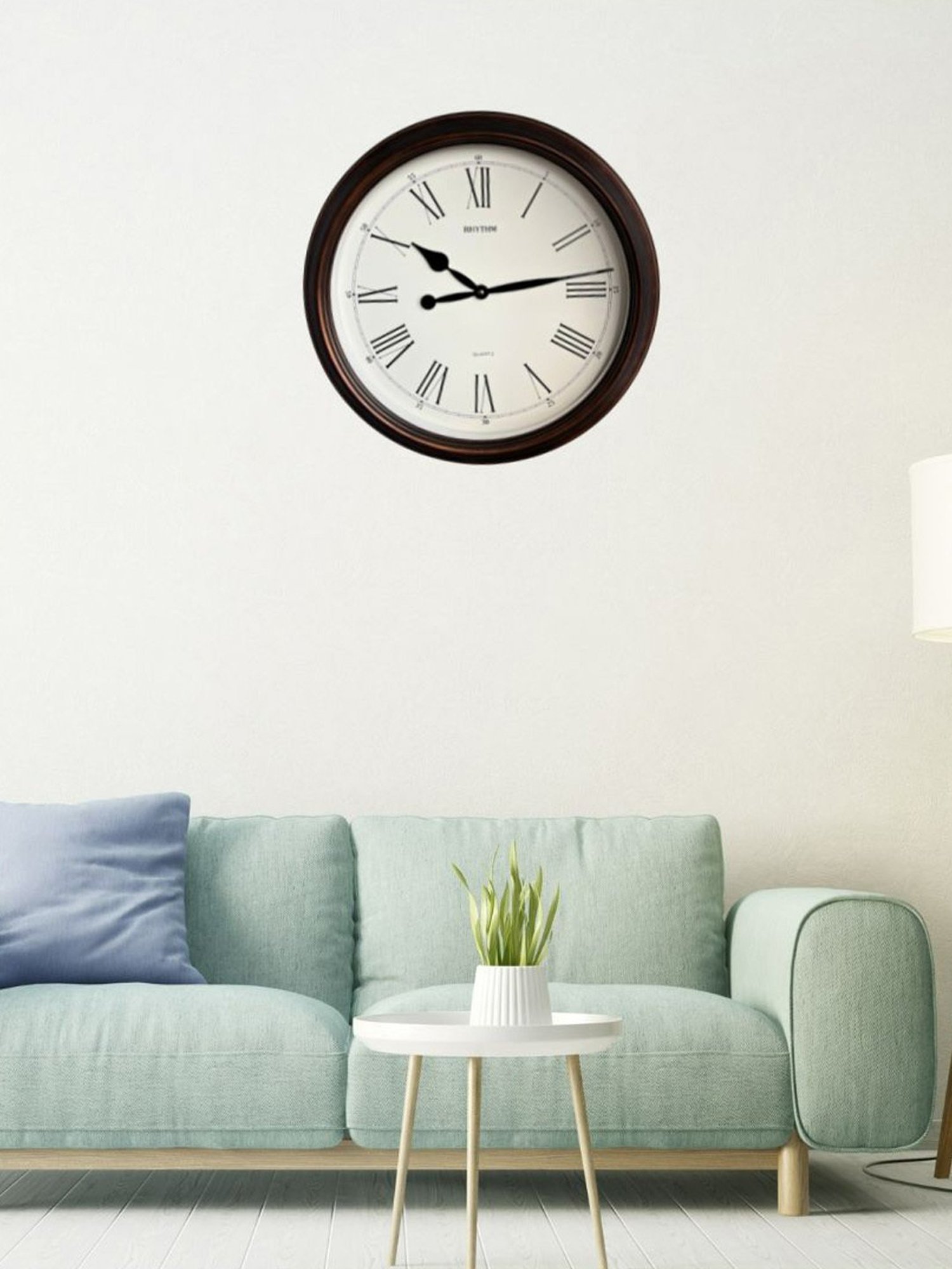 RHYTHM Elegant Round Brown Plastic Wall Clock