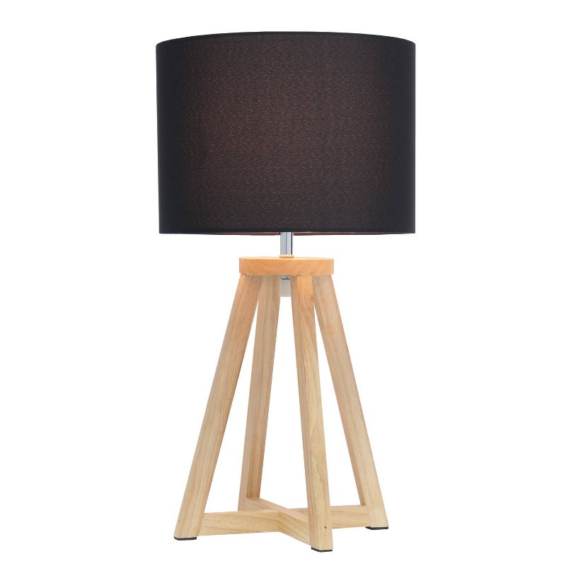 Wood Interlocked Triangular Table Lamp with Fabric Shade Natural - Simple Designs