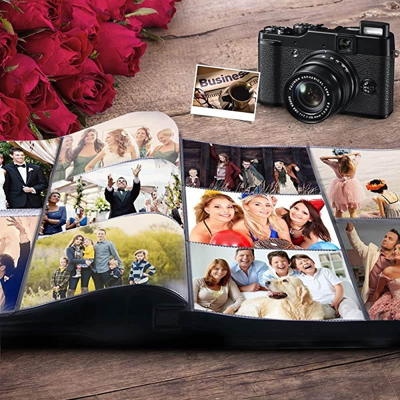 Photo Picutre Album 4x6 500 Photos, Extra Large Capacity Leather Cover Wedding Family Anniversary Photo Albums Holds 500 Horizontal and Vertical Photos (Black)