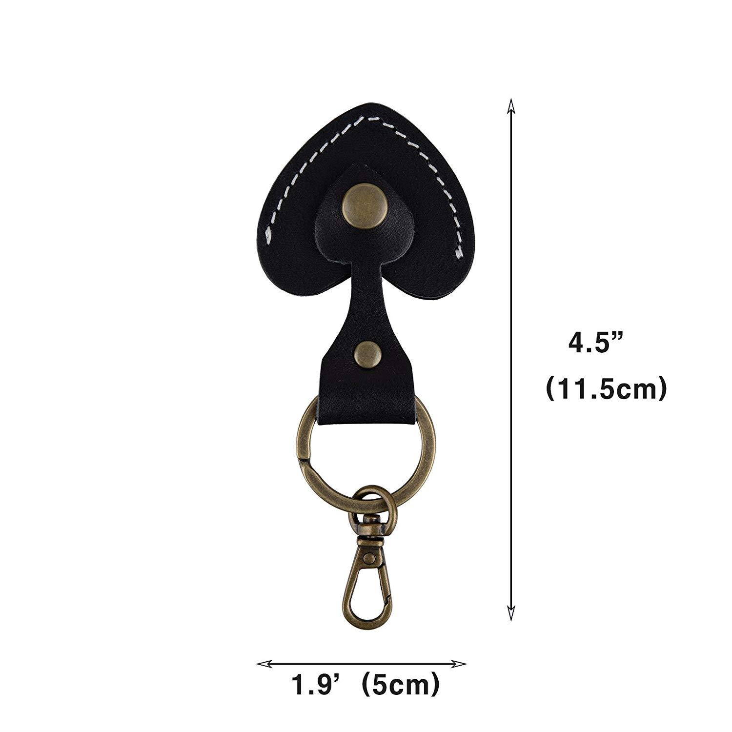 Richbud Full Grain Leather Spade Ace Coin Holder Key Chain Ring Guitar Picks Golf Ball Markers Case (Red)