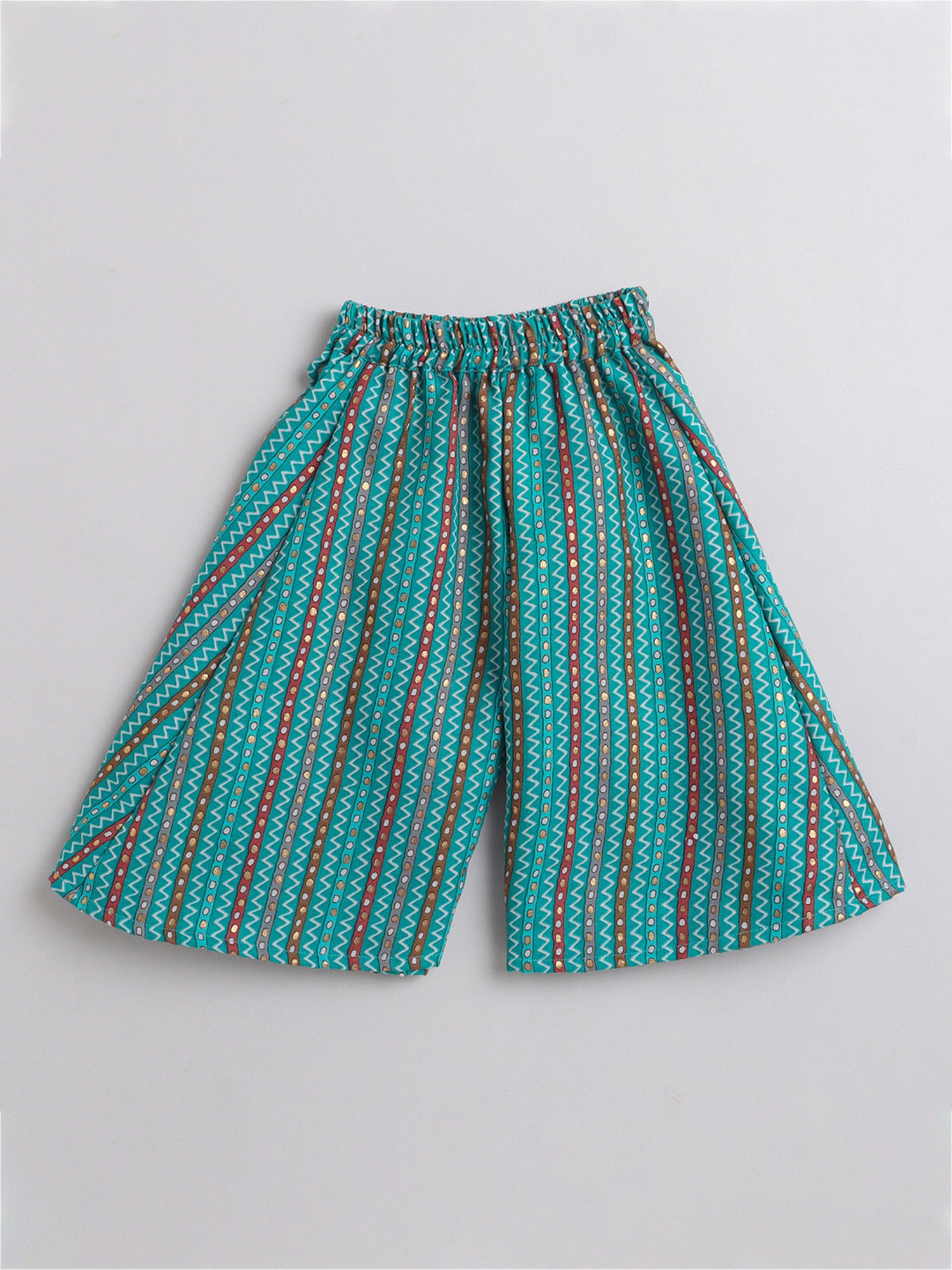 Many Frocks Kids White & Blue Floral Print Top with Plazzos