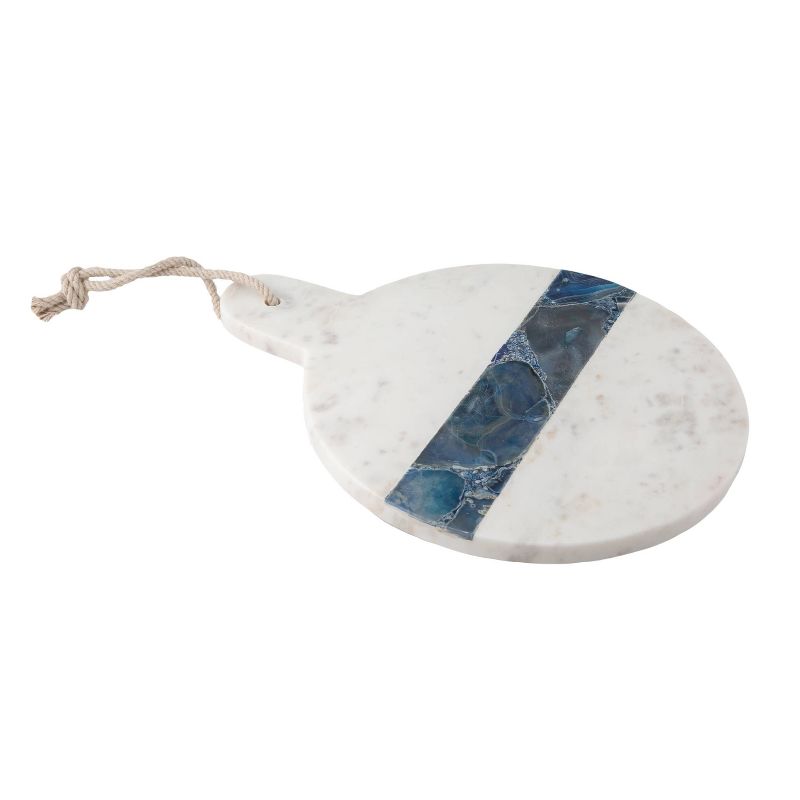 13.3" Marble Round Serving Paddle Board with Agate Inlay - Thirstystone