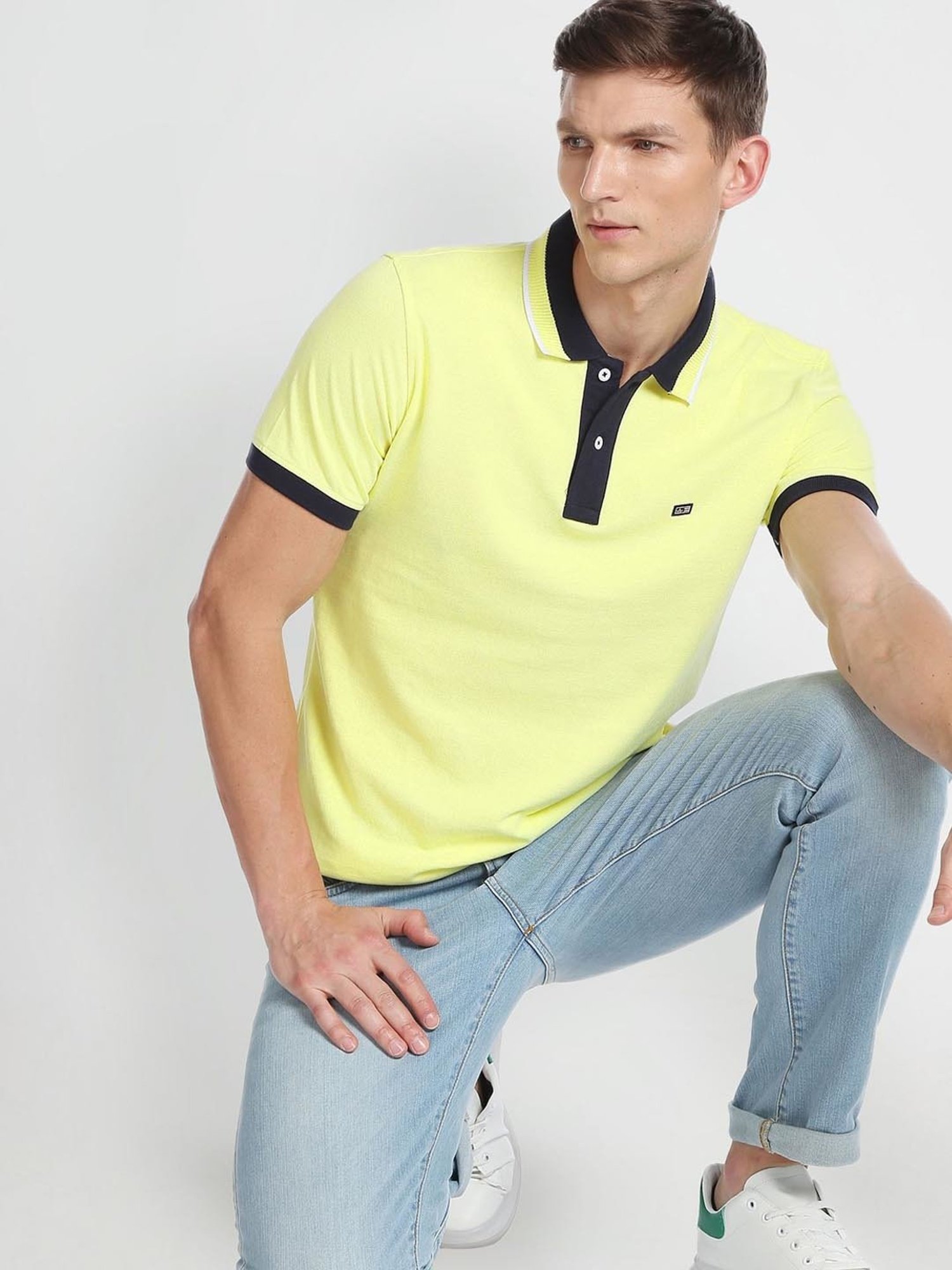 Arrow Sport Yellow Cotton Regular Fit Polo T-Shirt