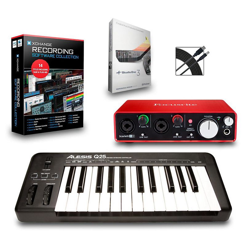 Alesis Q25 25-Key MIDI Keyboard Controller Packages Intermediate Recording Package