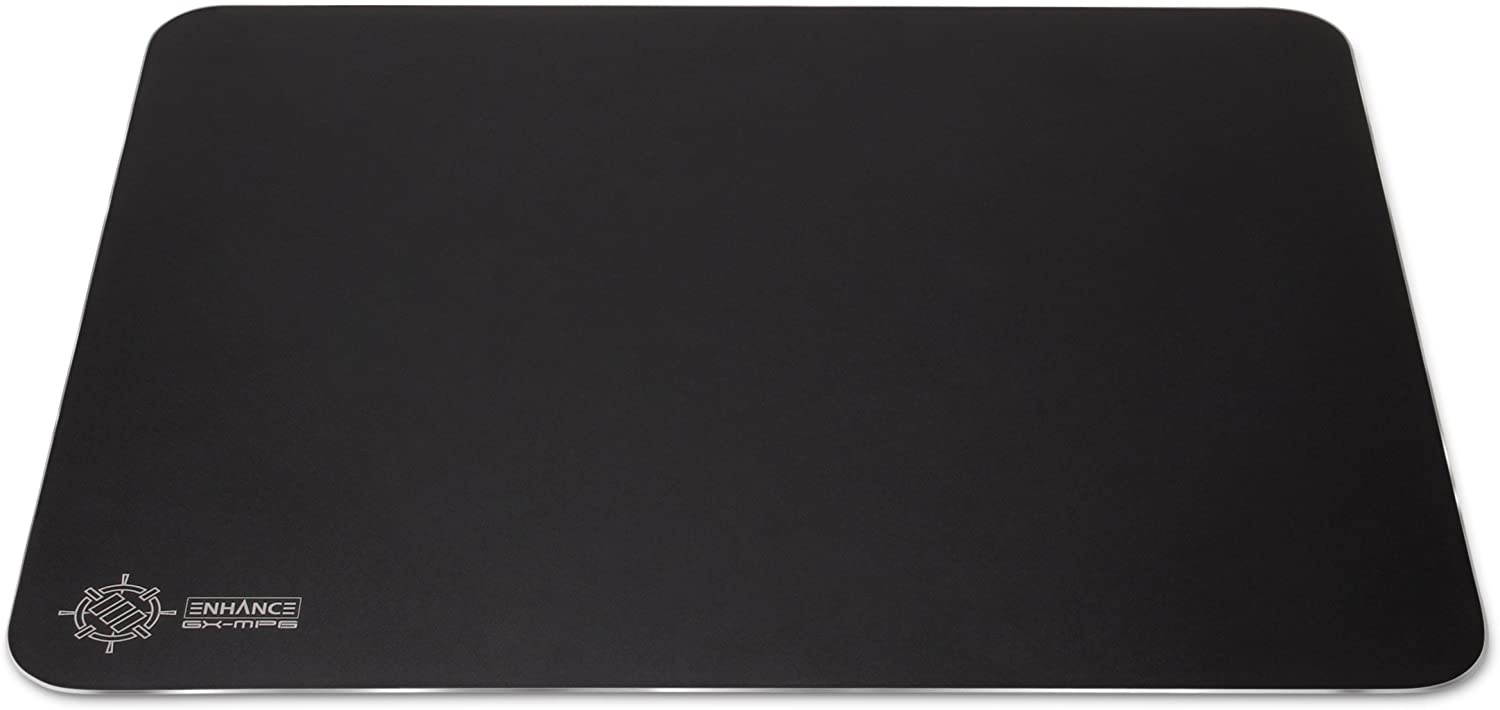 ENHANCE Aluminum Metal Gaming Mouse Pad - Hard XL Mouse Mat Surface, Non-Slip Rubber Base & High Accuracy Optimized Tracking - Brushed Metal Sleek Surface for Responsive Control - Black