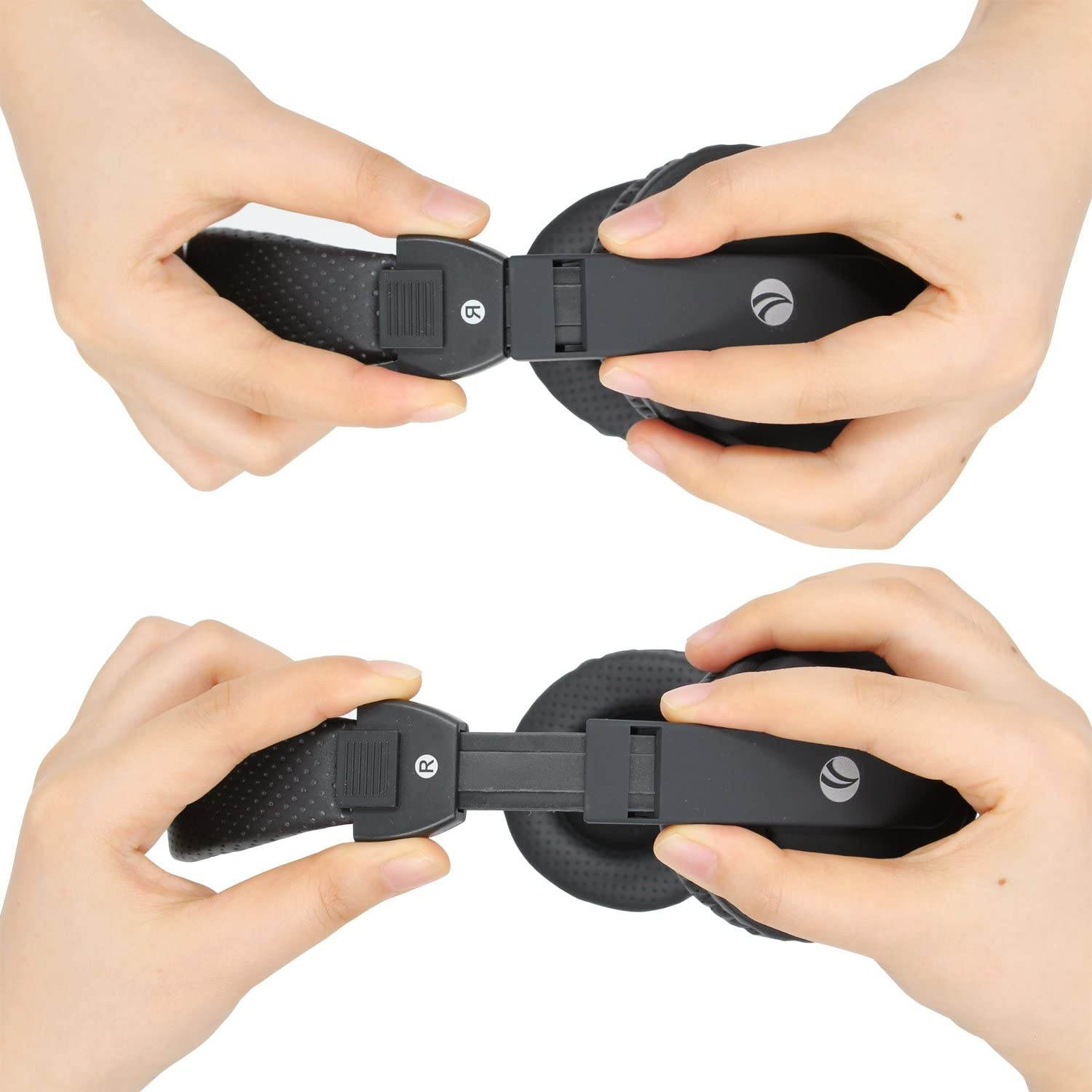 Over Ear Headphones with Microphone Lightweight Stereo Wired Headset 3.5mm Audio Jack for Smartphones Tablets Laptops MP4 PS4 Office School Classroom Online Chat Students Teens Adults (Black)