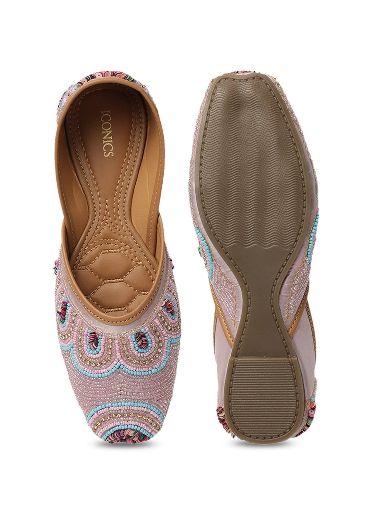 Iconics Women's Pink Ethnic Juttis