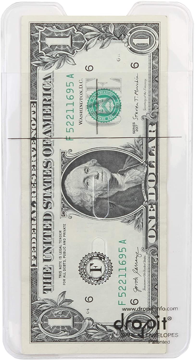 Reuseable Dropit Safe Envelope for Safe Depositing of Currency and Money | Organize Coupon, Currency and Other Documents (Clear, 50)