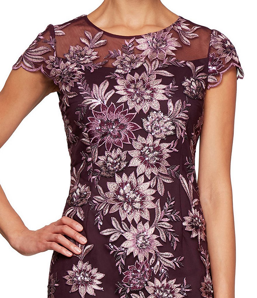 Alex Evenings Stretch Velvet Long Sleeve Ruched Beaded Accent Collar Boat Neck Blouse