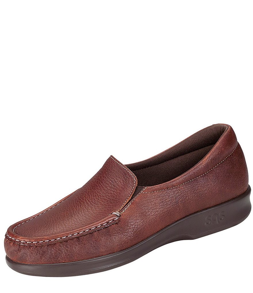 SAS Twin Leather Moc Toe Loafers