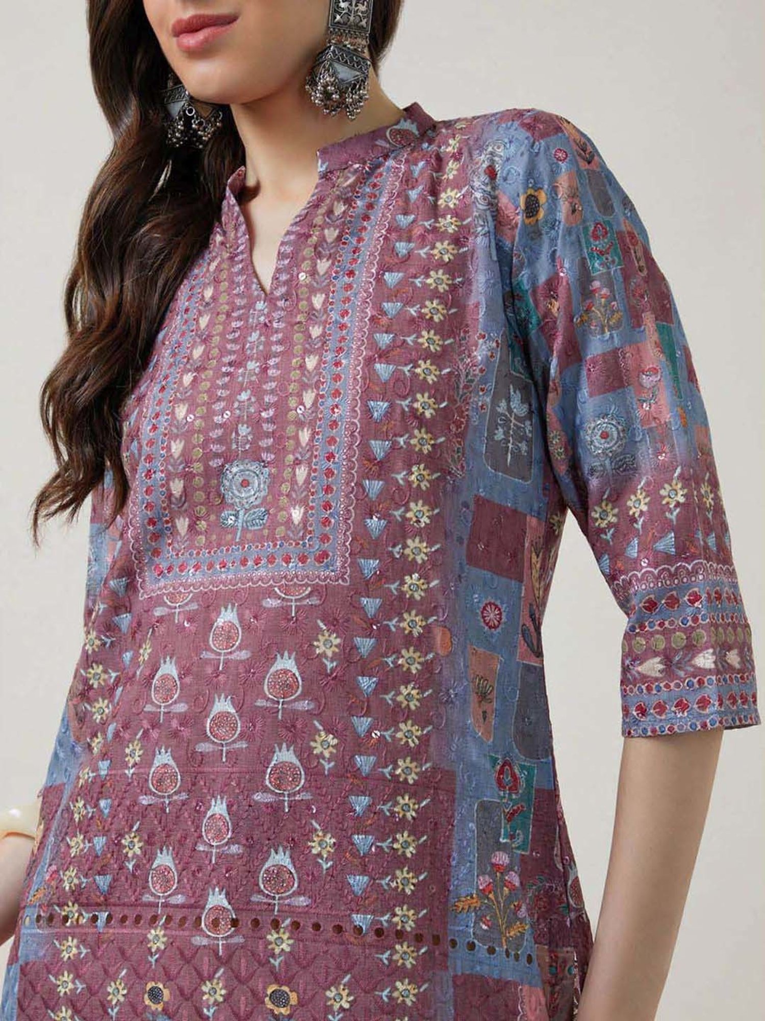 Soch Blue & Pink Embroidered Tunic