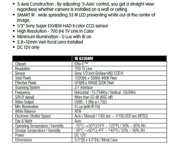 Eyemax IB-6335MV Outdoor Dome IR Camera Effio DSP EX-VIEW CCD, 700 TVL, 35 SMART IR, Eyeball Type (Ivory)
