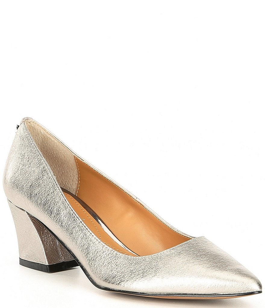 J. Renee Fatemeh Leather Block Heel Pumps