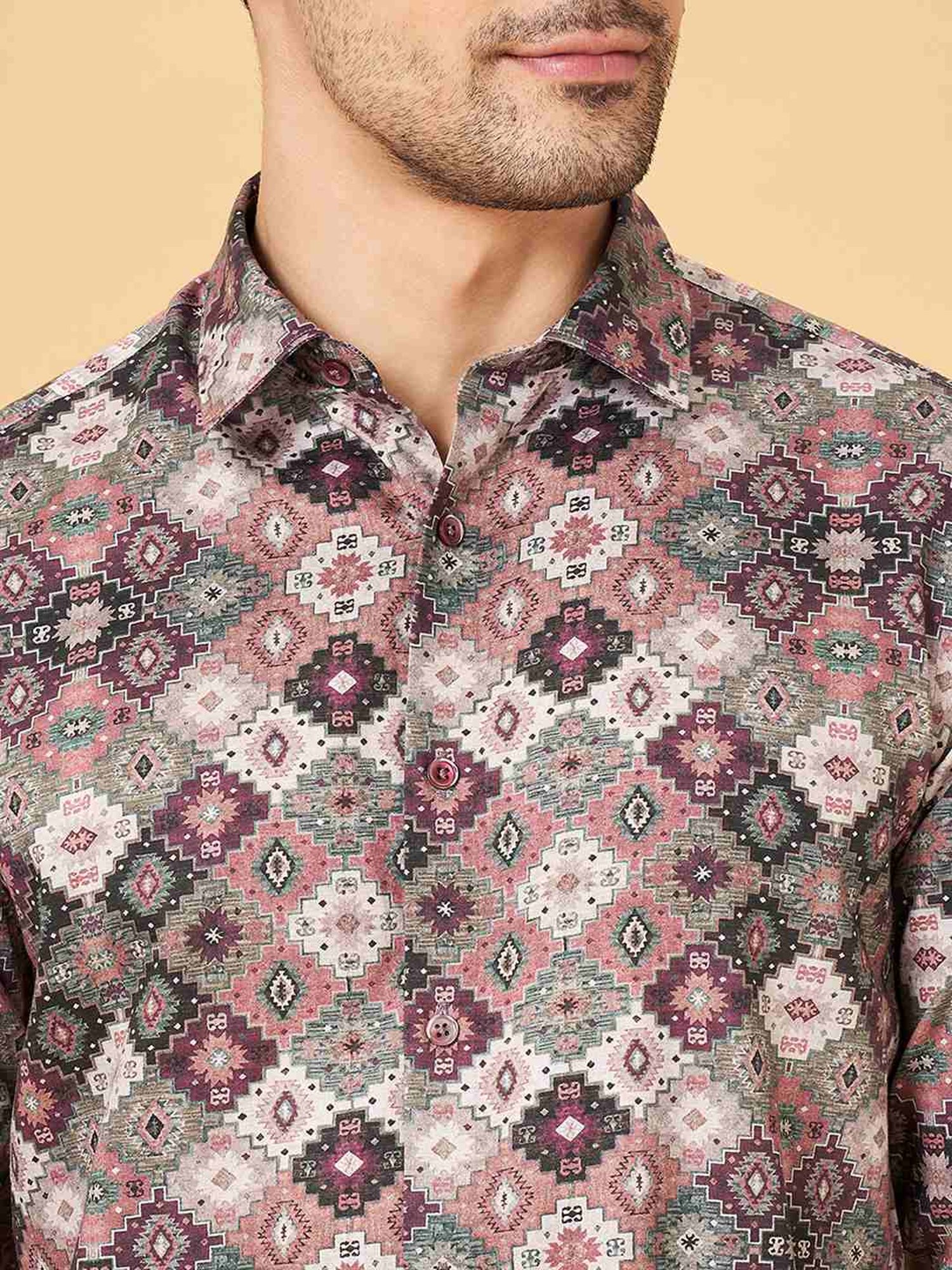 Peregrine By Pantaloons Purple Slim Fit Printed Shirt