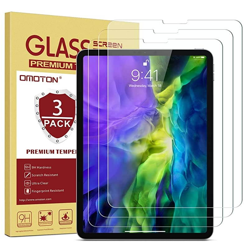 3Pack Screen Protector for iPad Pro 11 2020 2018 1st and 2nd Generation Work with Face ID amp Apple Pencil Tempered GlassHigh Definition 9H Hardness
