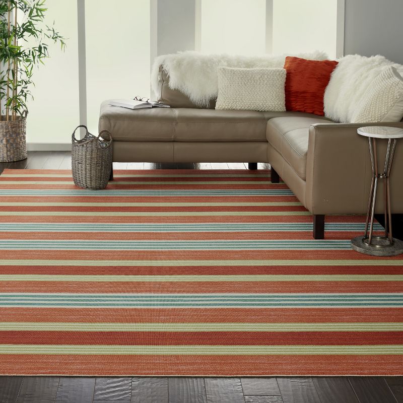 7'9"x10'10" Rectangle Indoor and Outdoor Area Rug Orange - Waverly