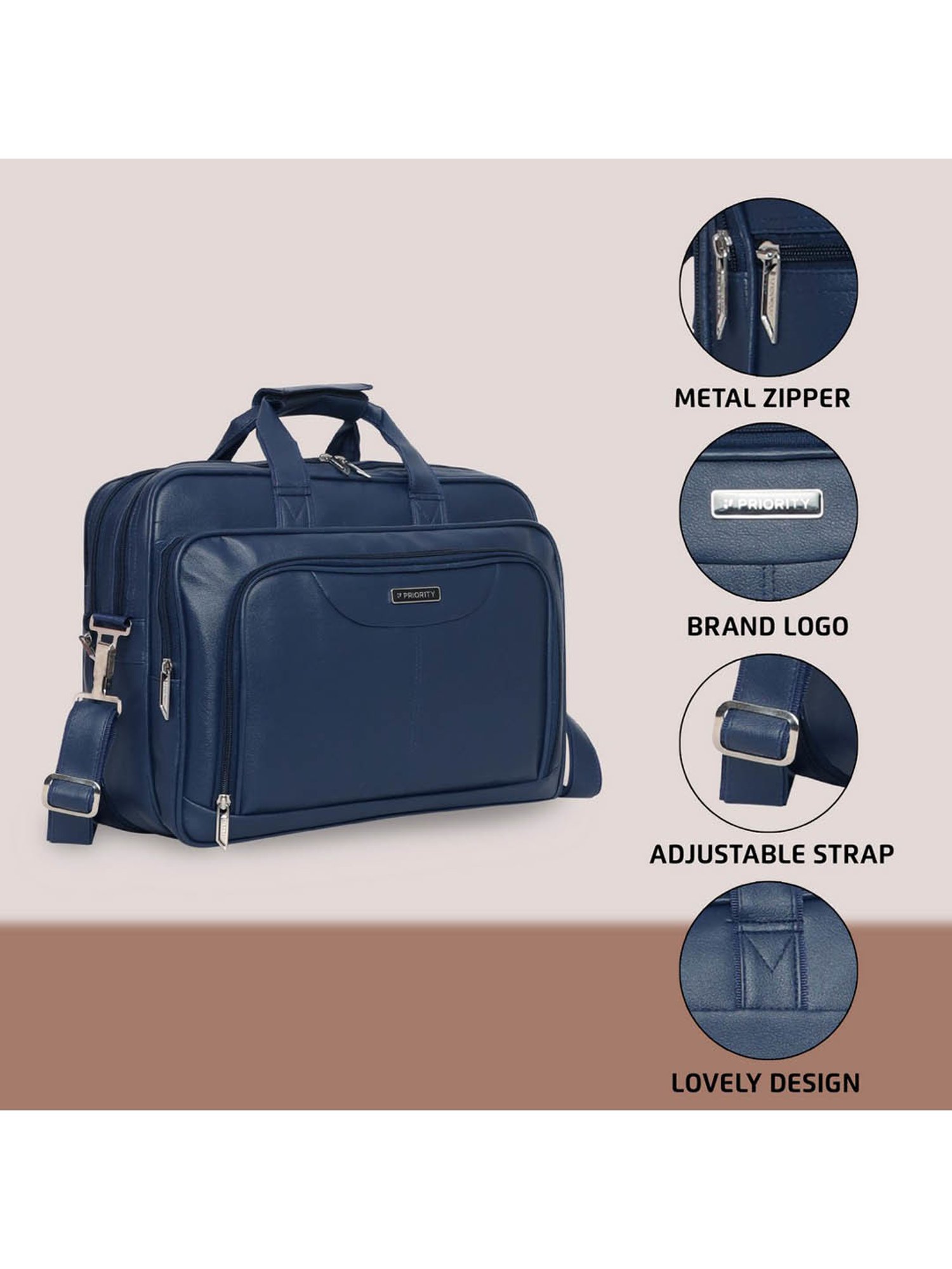 Priority Navy Synthetic Large Messenger Bag
