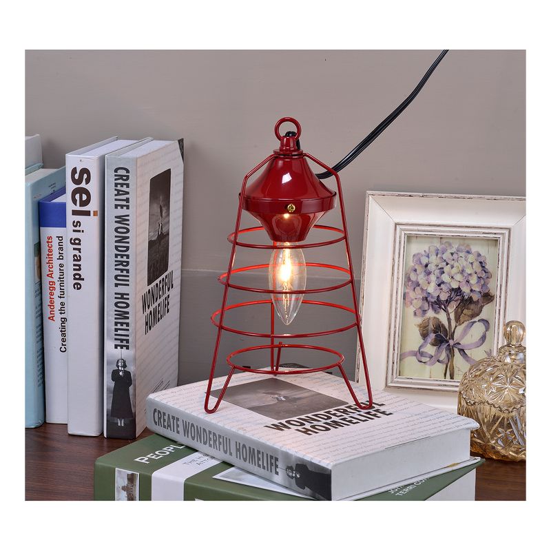 9.5" Metal Camp Lantern Table Lamp Red - Ore International