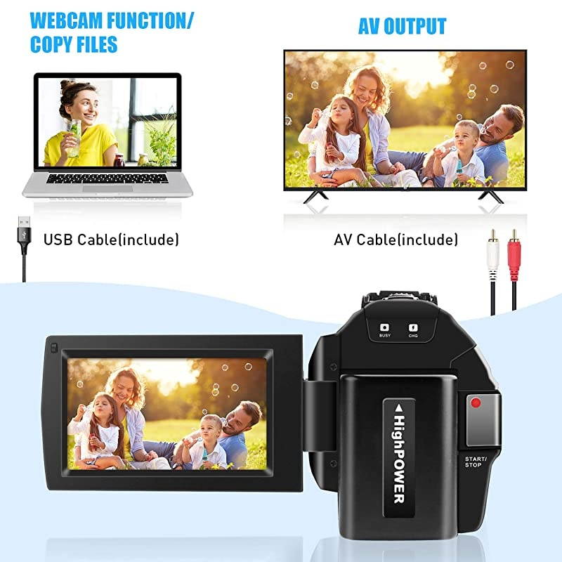 Video Camera Camcorder, Digital YouTube Vlogging Camera Recorder Full HD 1080P 15FPS 24MP 3.0 Inch 270 Degree Rotation LCD 16X Digital Zoom Camcorder and Battery Christmas