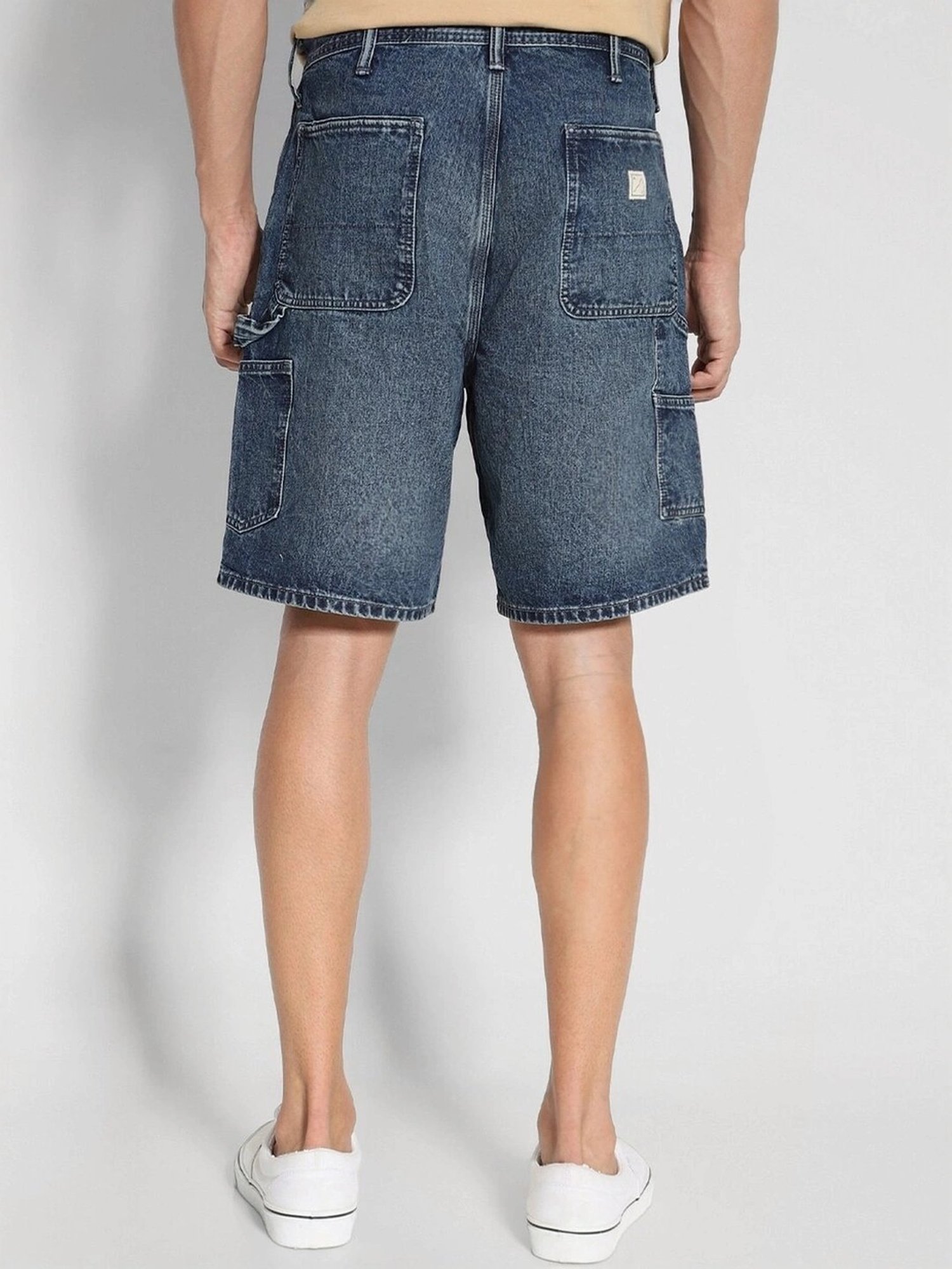 American Eagle Blue Cotton Regular Fit Denim Shorts