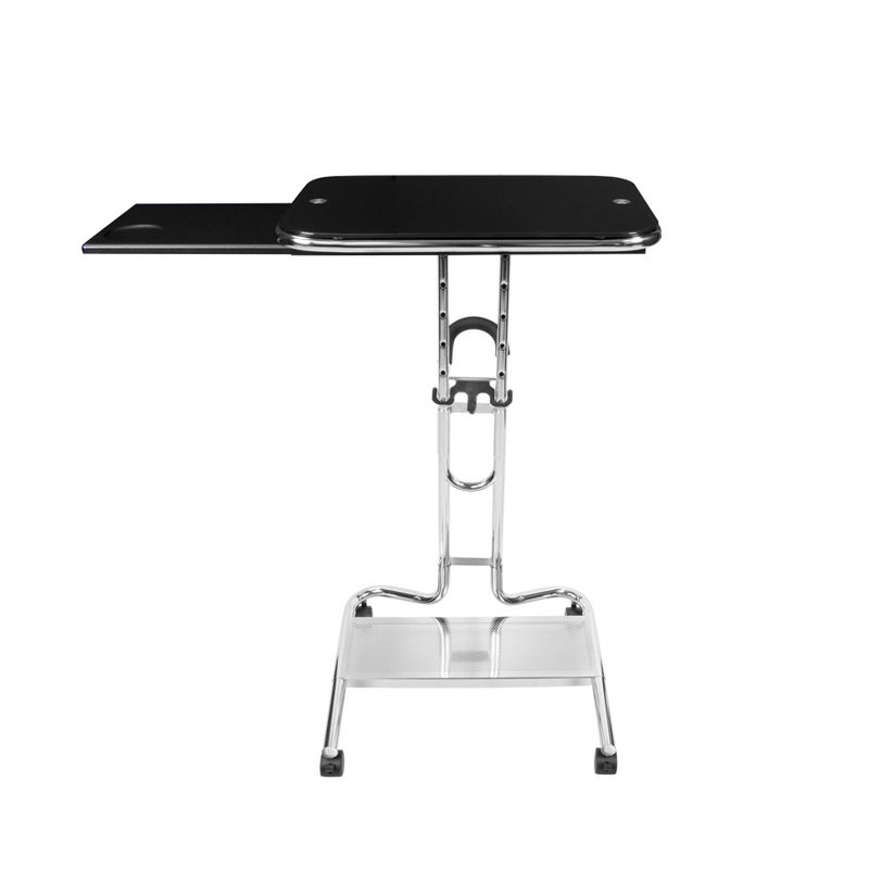 Laptop Cart with Extending Side Shelf - Chrome / Black