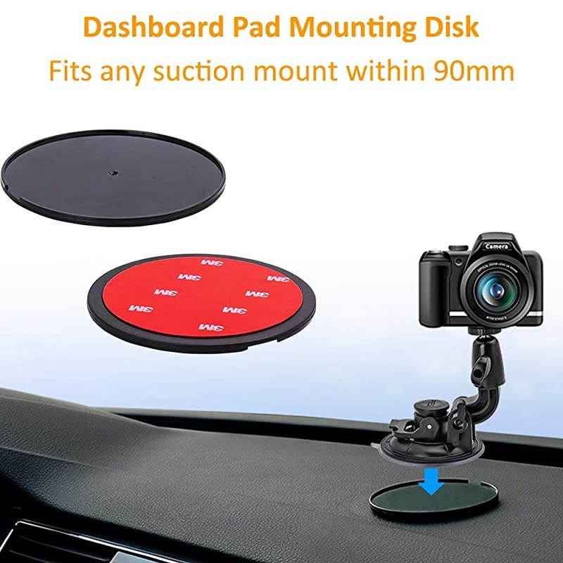 Dashboard DSLR Car Mount with Strong Suction Cup and Insurance Tether use for Canon, Nikon, Sony, Neewer, DSLR, Olympus, Pentax, HeroFiber and More Cameras