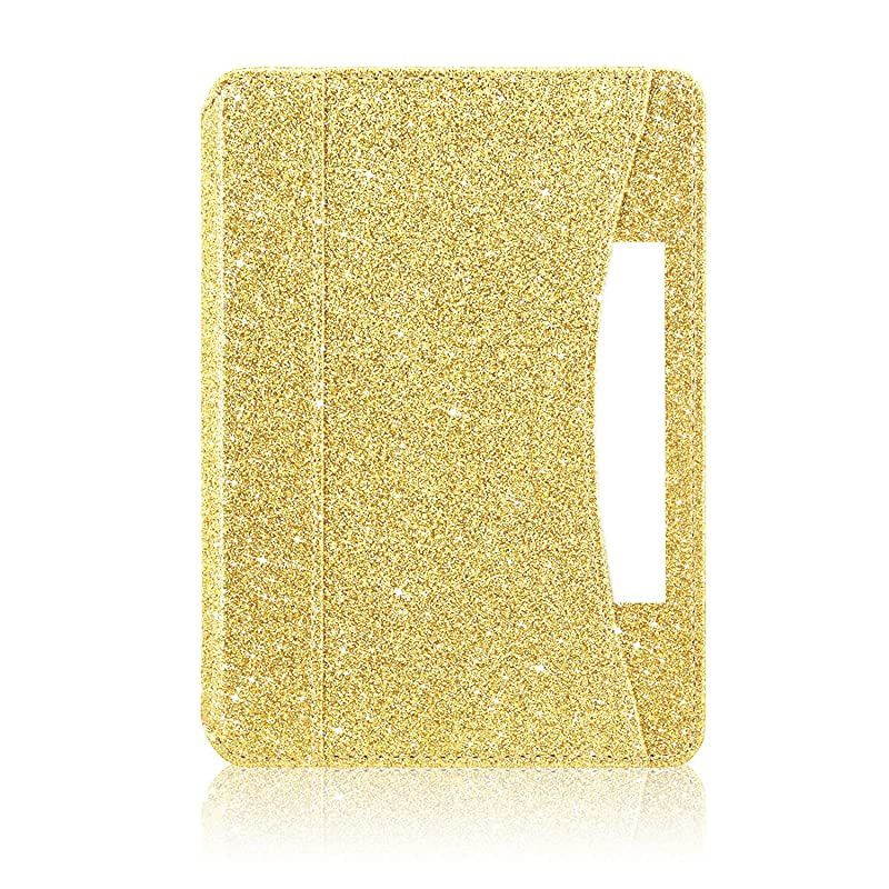 Case Fits All-New Kindle 10th Generation 2019 and 8th Gen 2016 ONLY (NOT FIT Kindle Paperwhite/Kindle Oasis), Folio Smart Leather Cover with Auto Wake Sleep & Front Pocket, Glitter Gold