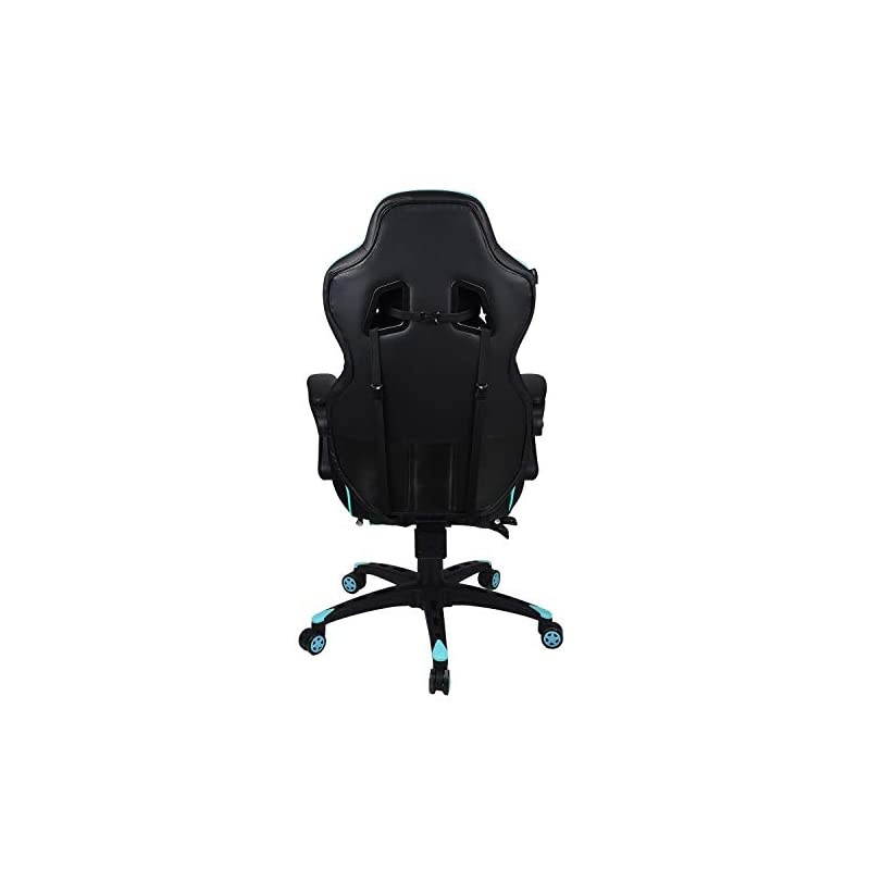 Chair for Adults with Footrest,High Back Swivel Computer Office Chair with Pillows and Lumber Support, Black +Light Blue