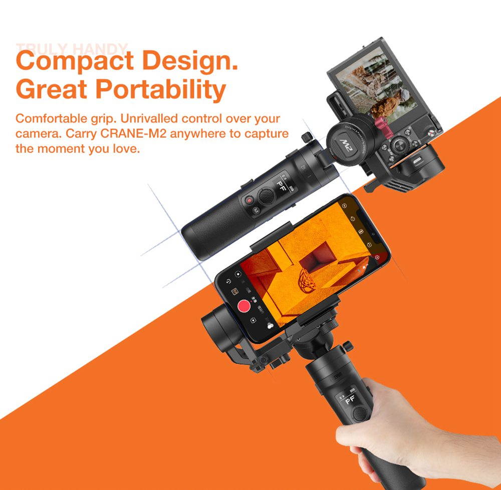 Zhiyun Crane M2 Small Body 3-Axis Handheld Stabilizer Gimbal For Smartphone Light Mirrorless Action Camera