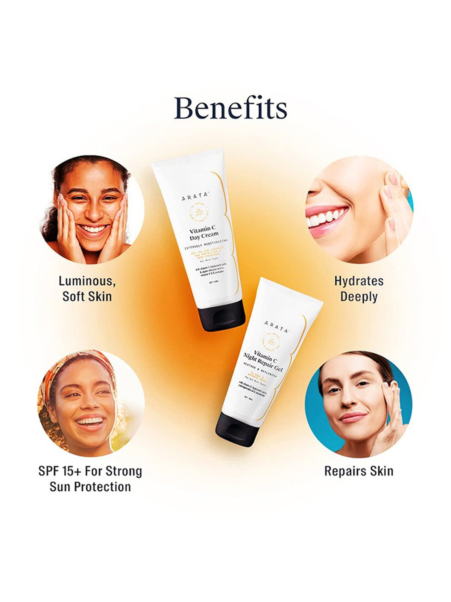 Arata Vitamin C Day Cream & Night Repair Gel Combo