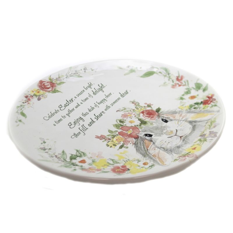 Tabletop 11.75" Sweet Bunny Pass Along Plate Spring Floral Easter Lop Eared Certified International  -  Dining Plates