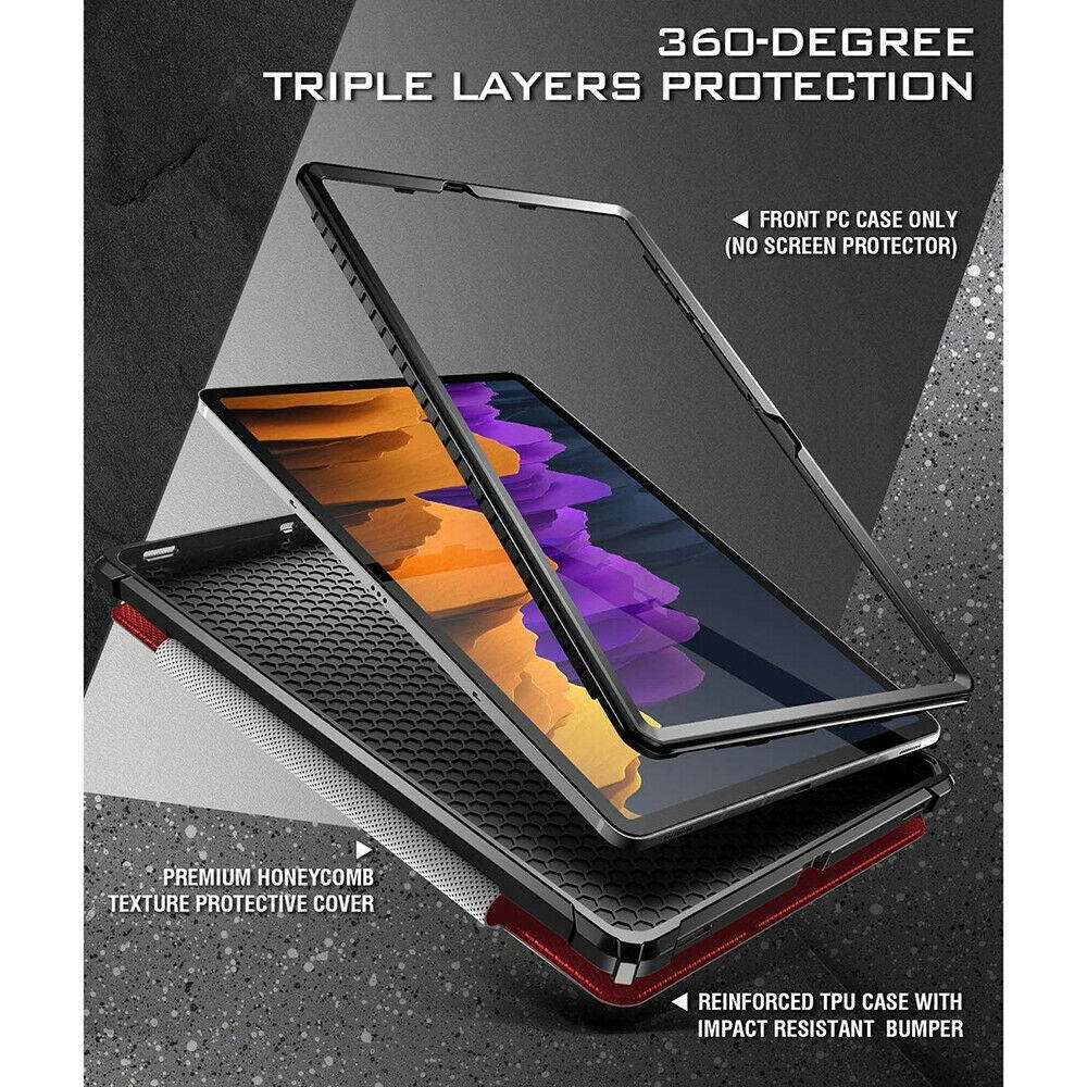 For Galaxy Tab S7 Plus 12.4" Tablet Case Full Coverage Triple Layers Cover Red