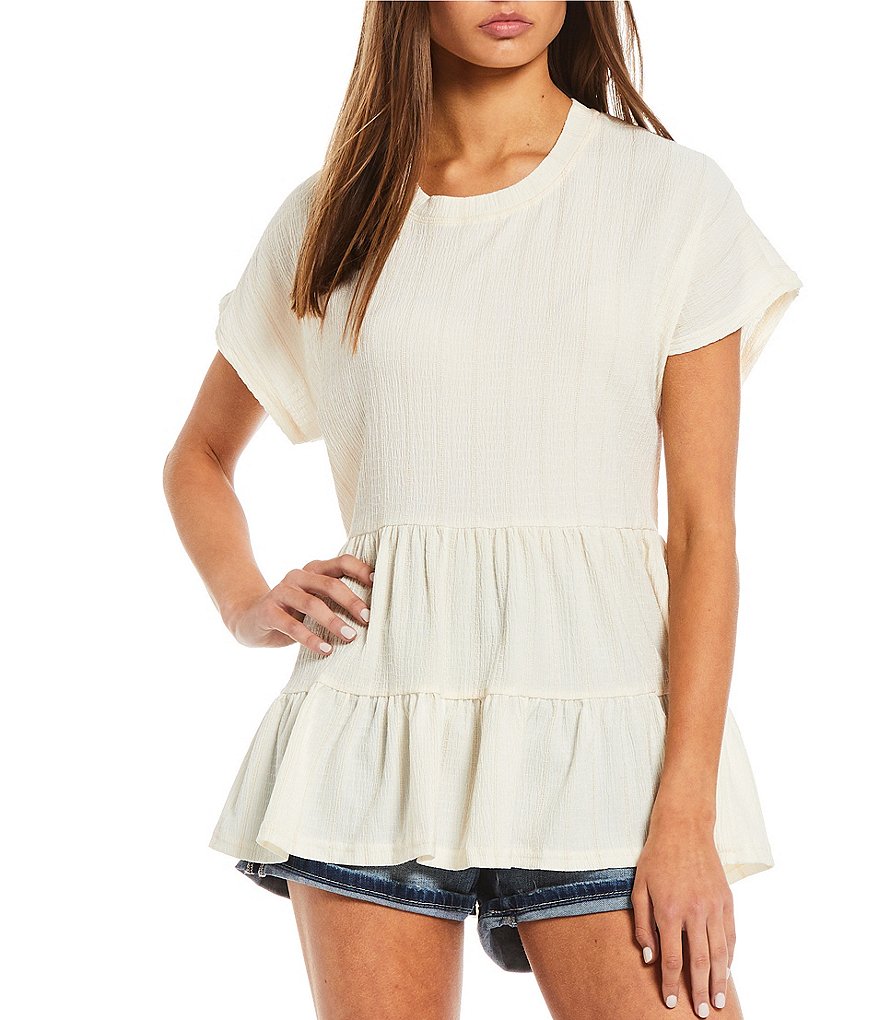 Blu Pepper Short Sleeve Tiered Babydoll Top