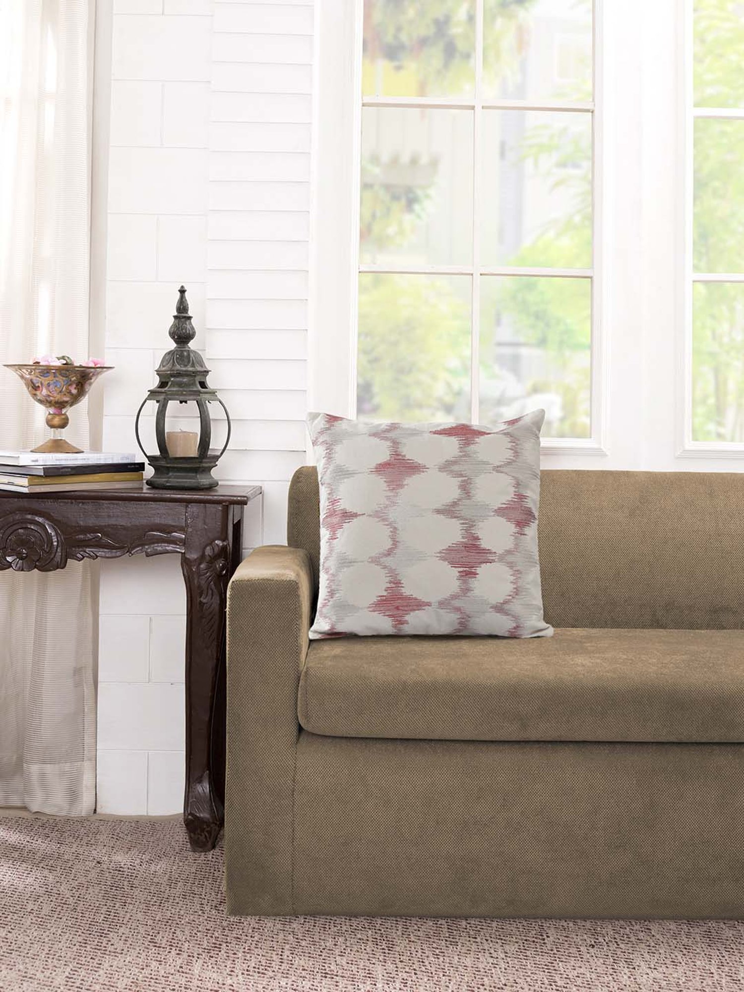 Maspar Eclectic Treasures Red & Beige Cushion Cover - Set of 1