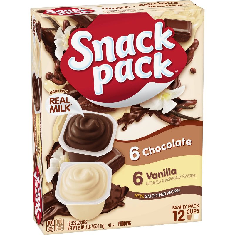 Hunt's Snack Pack Chocolate and Vanilla Pudding Cups -39oz/12ct