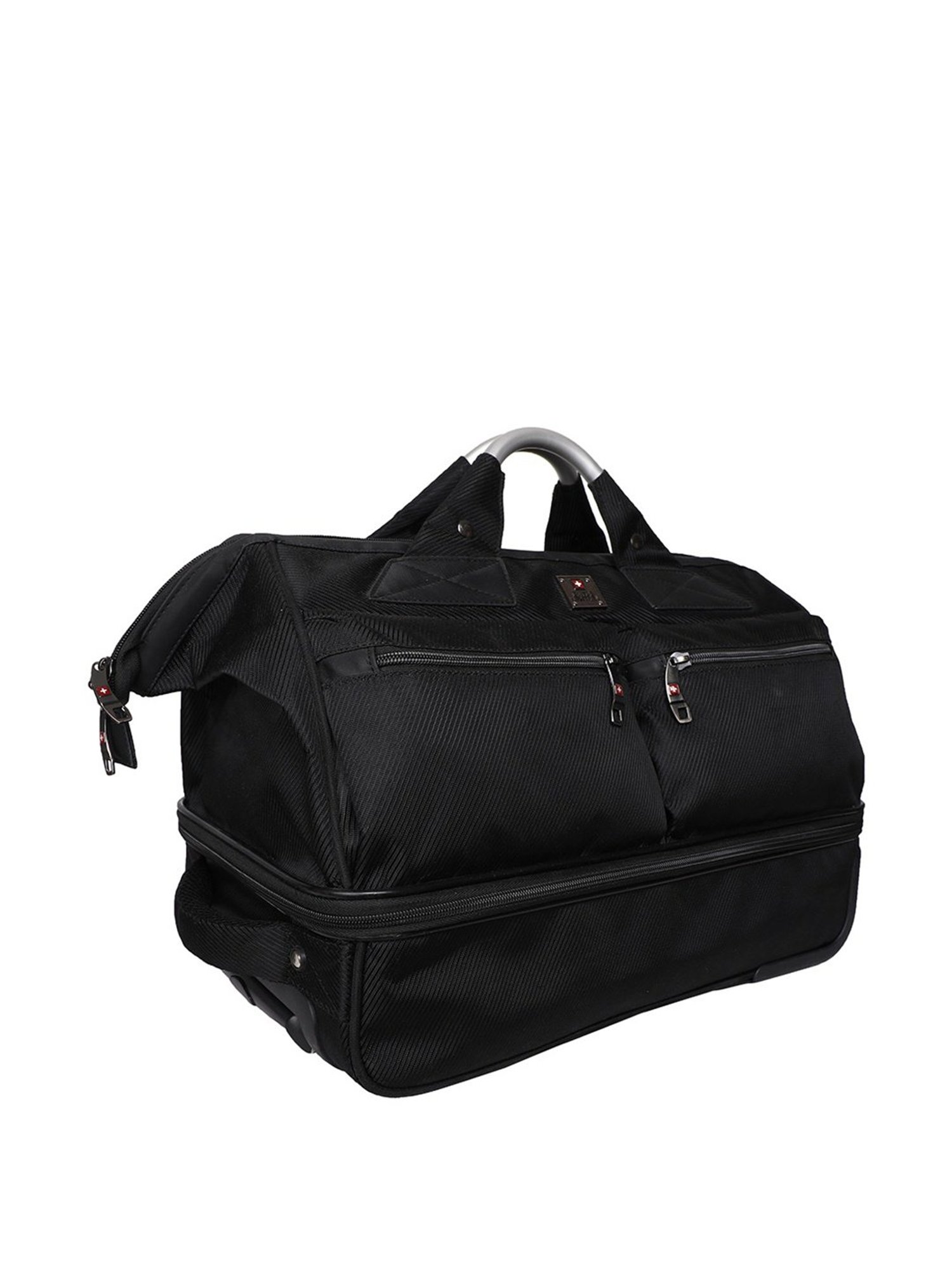 Swiss Military Black 2 Wheels Medium Duffle Trolley Bag - 45 cm