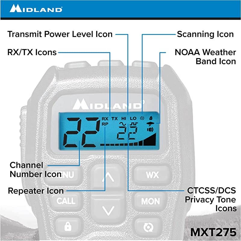 MXT275 MicroMobile 15W GMRS TwoWay Radio with Integrated Control Microphone