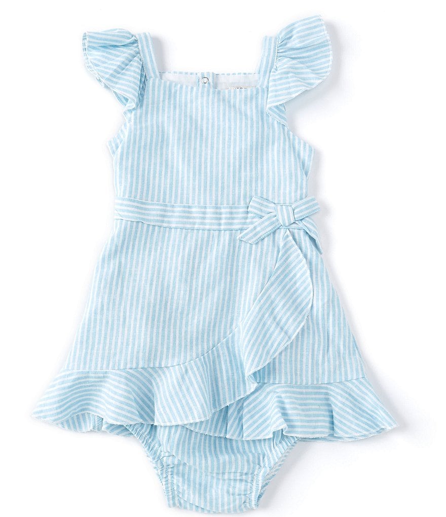 Habitual Baby Girls 12-24 Months Flutter-Sleeve Striped Faux-Wrap Dress
