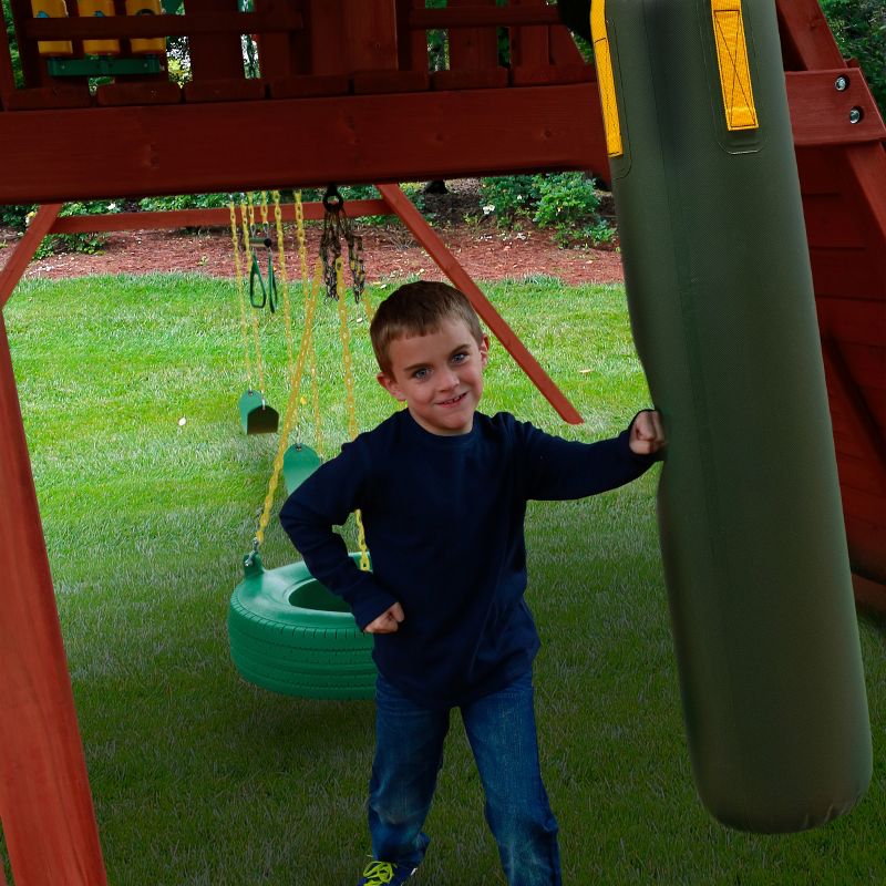 Gorilla Playsets Punching Bag - Green with Yellow Straps