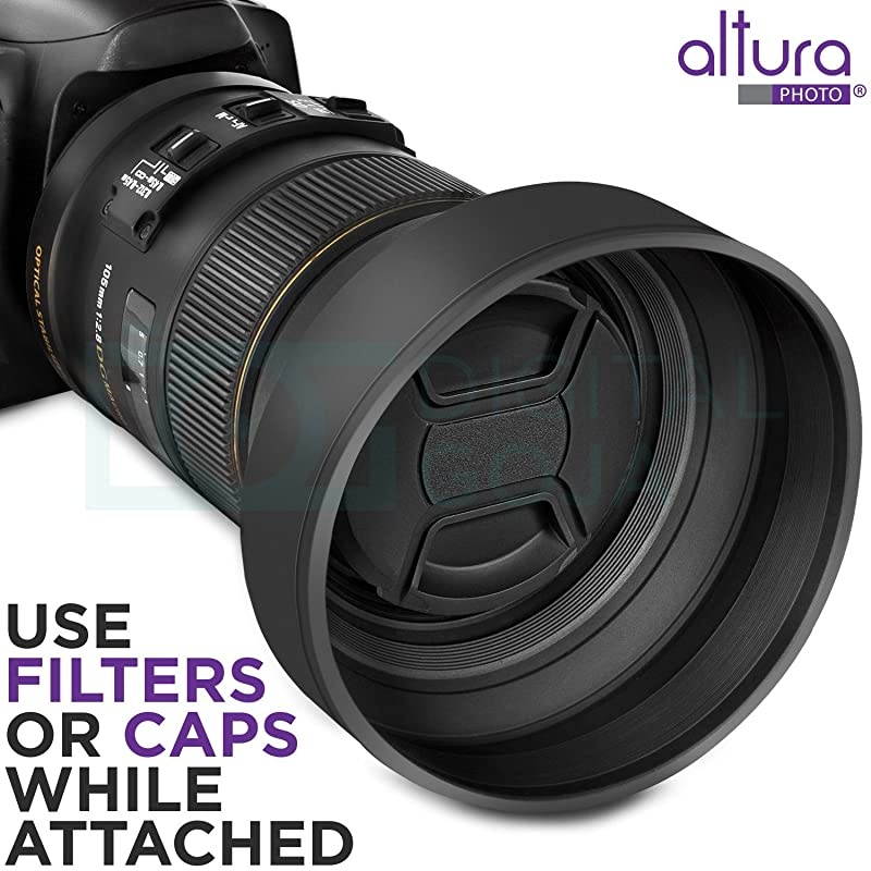 Lens Hood Set Tulip Flower + Collapsible Rubber Lens Hood